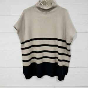 CREAM CLOTHING Stripe High Neck Oversized Tunic Sweater Size S/M